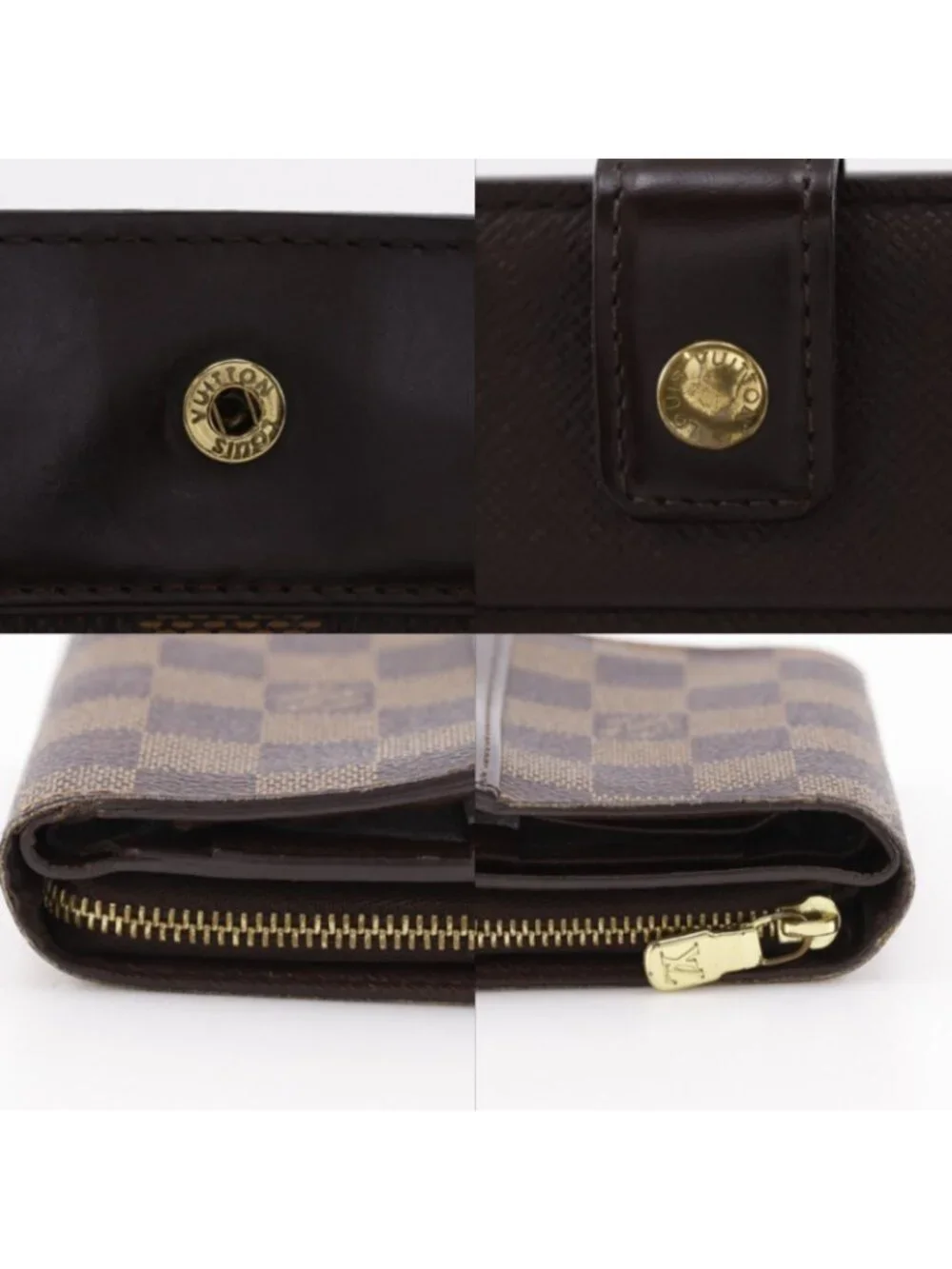 Louis Vuitton Compact Zip Damier Canvas Brown Bifold Wallet